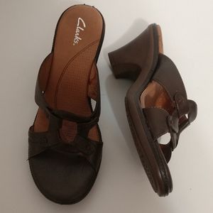 Clark's Brown Leather Wedges sz 8